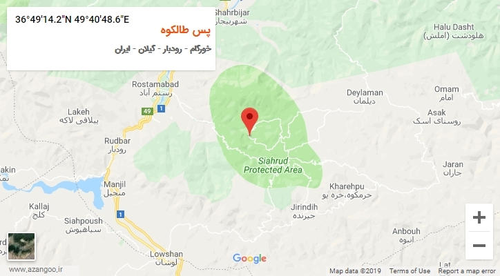 روستای پس طالکوه بر روی نقشه