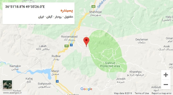 روستای پسیندره بر روی نقشه