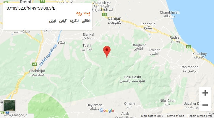 روستای پت رود بر روی نقشه