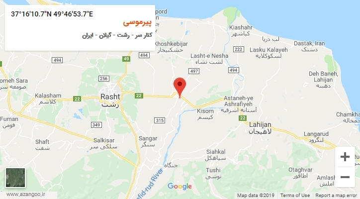 روستای پیرموسی بر روی نقشه