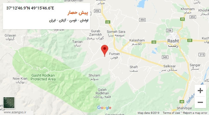 روستای پیش حصار بر روی نقشه