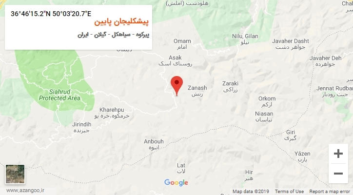 روستای پیشکلیجان پایین بر روی نقشه