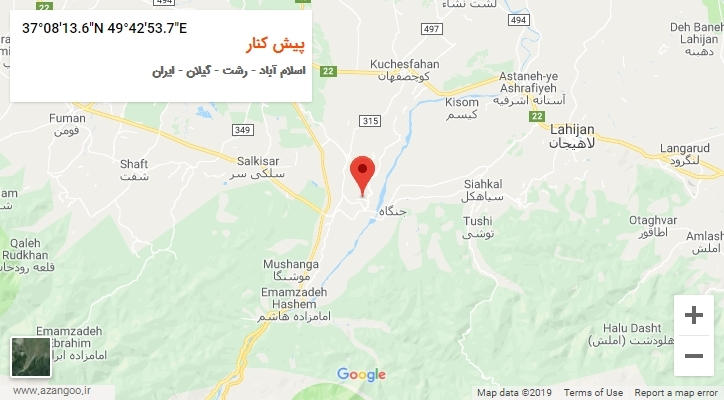 روستای پیش کنار بر روی نقشه