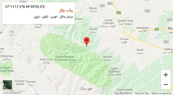 روستای رباب چال بر روی نقشه