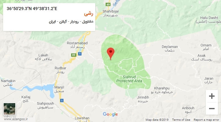 روستای رشی بر روی نقشه