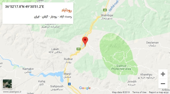 روستای رودآباد بر روی نقشه