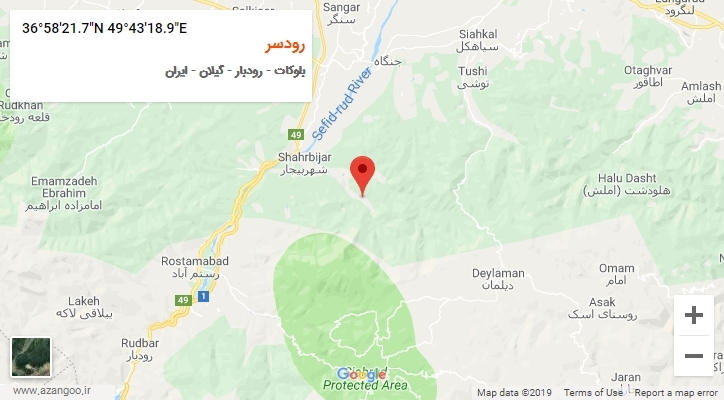 روستای رودسر بر روی نقشه