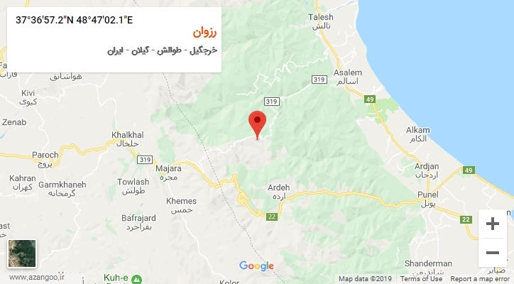 روستای رزوان بر روی نقشه