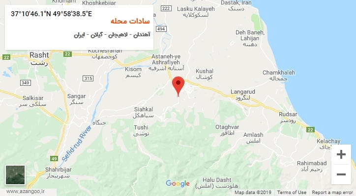 روستای سادات محله بر روی نقشه