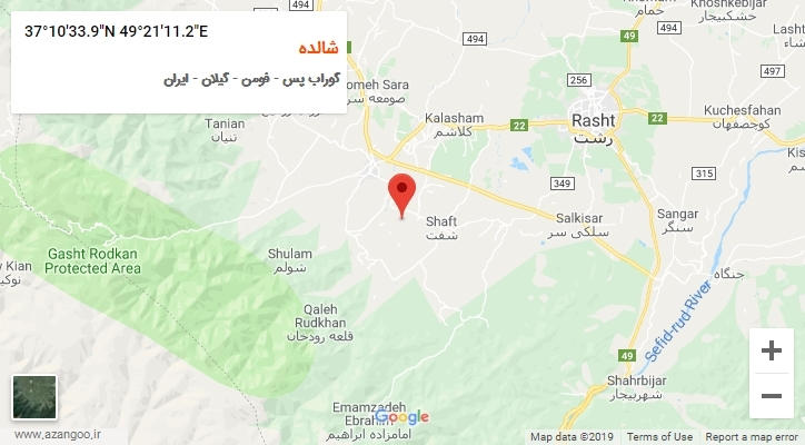 روستای شالده بر روی نقشه