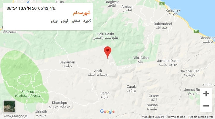 روستای شهرسمام بر روی نقشه