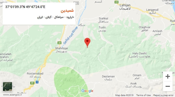 روستای شمیدین بر روی نقشه