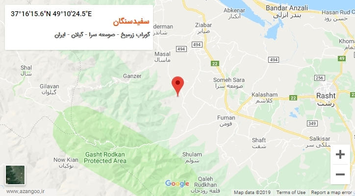 روستای سفیدسنگان بر روی نقشه