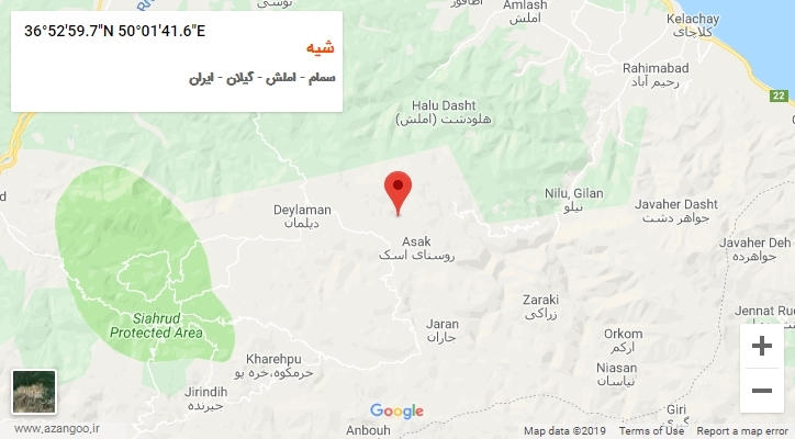 روستای شیه بر روی نقشه