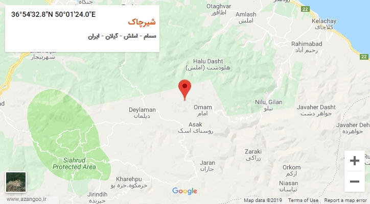 روستای شیرچاک بر روی نقشه