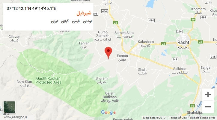 روستای شیرذیل بر روی نقشه