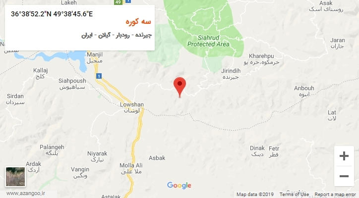 روستای سه کوره بر روی نقشه