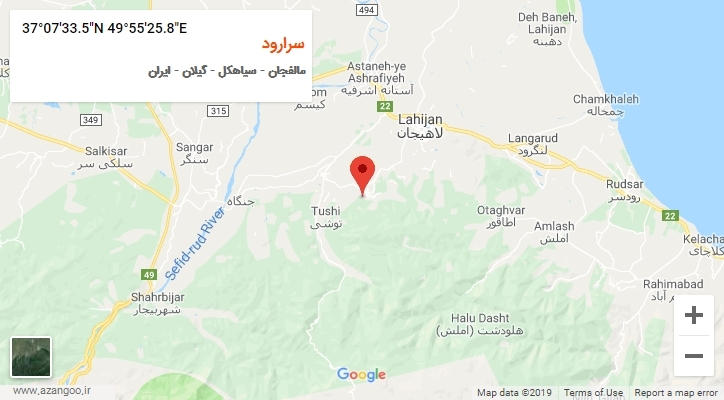 روستای سرارود بر روی نقشه