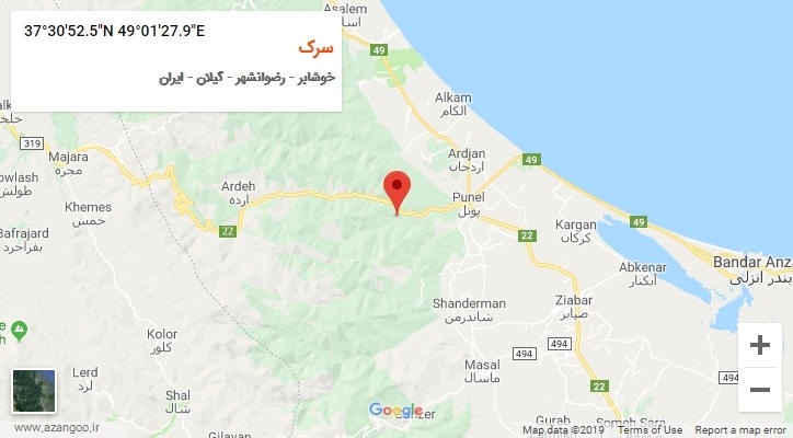 روستای سرک بر روی نقشه