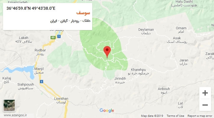روستای سوسف بر روی نقشه