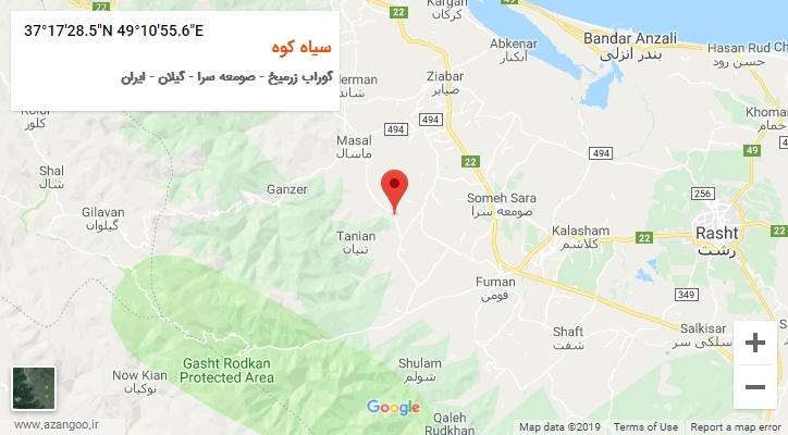 روستای سیاه کوه بر روی نقشه