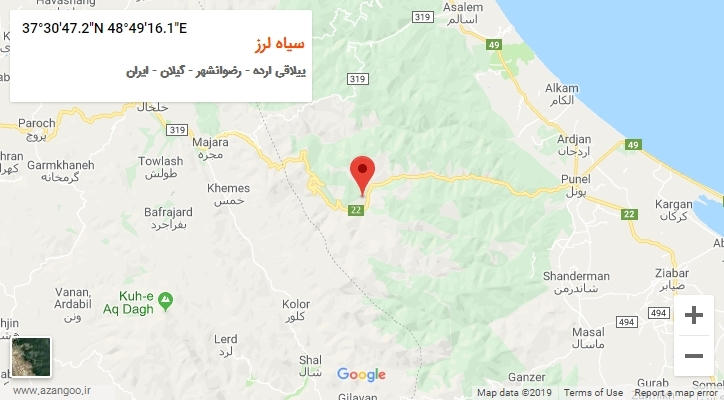 روستای سیاه لرز بر روی نقشه