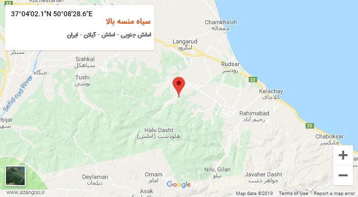 روستای سیاه منسه بالا بر روی نقشه