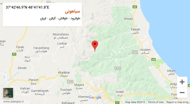 روستای سیاهونی بر روی نقشه