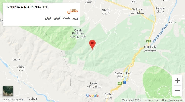 روستای طالقان بر روی نقشه