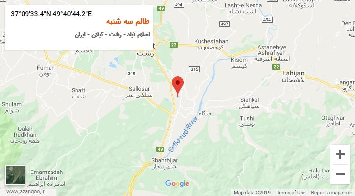 روستای طالم سه شنبه بر روی نقشه