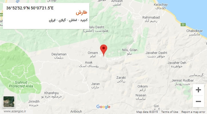 روستای طارش بر روی نقشه