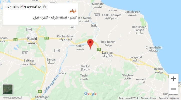 روستای تهام بر روی نقشه