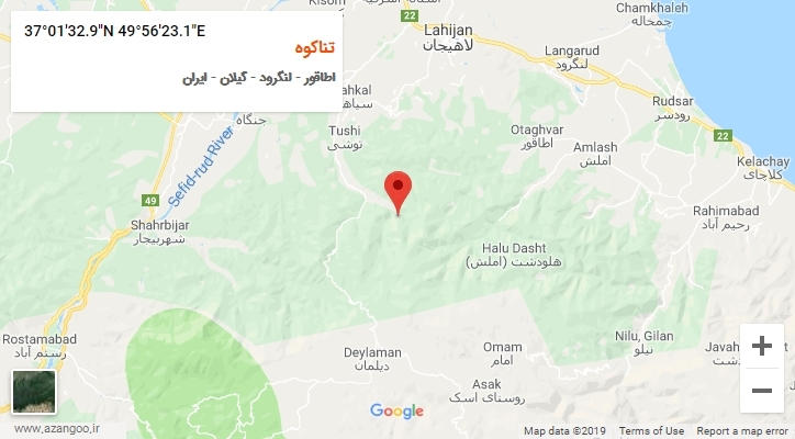 روستای تناکوه بر روی نقشه