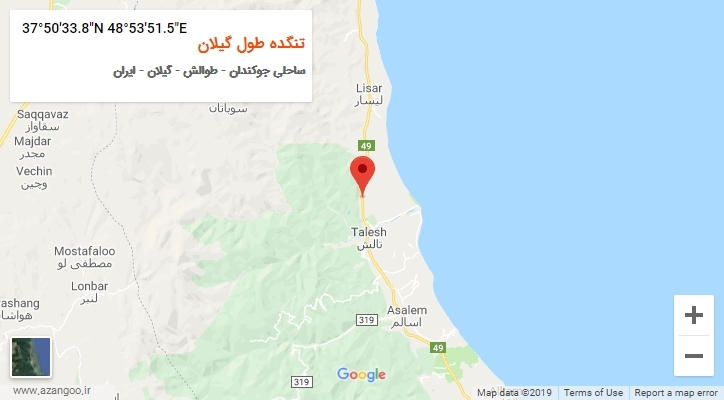 روستای تنگده طول گیلان بر روی نقشه
