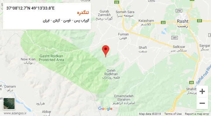 روستای تنگدره بر روی نقشه