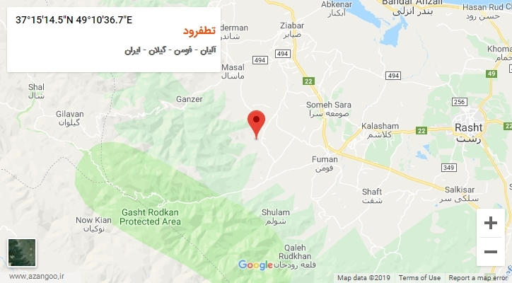 روستای تطفرود بر روی نقشه