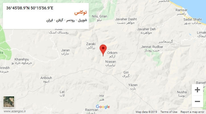 روستای توکاس بر روی نقشه