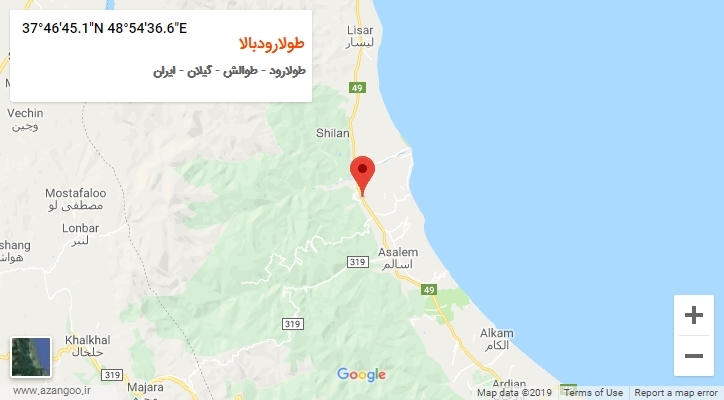 روستای طولارودبالا بر روی نقشه