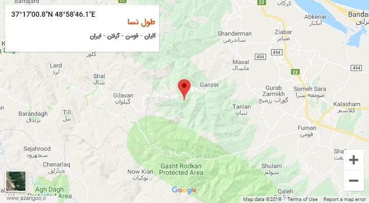 روستای طول نسا بر روی نقشه