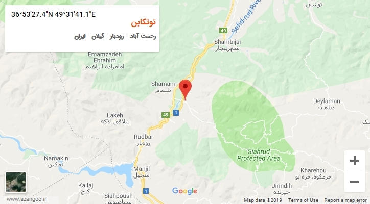 روستای توتکابن بر روی نقشه