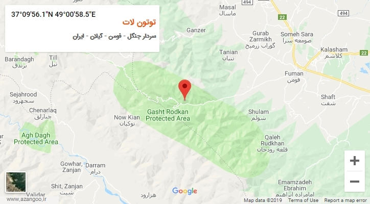 روستای توتون لات بر روی نقشه