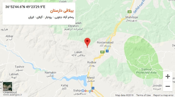 روستای ییلاقی دارستان بر روی نقشه