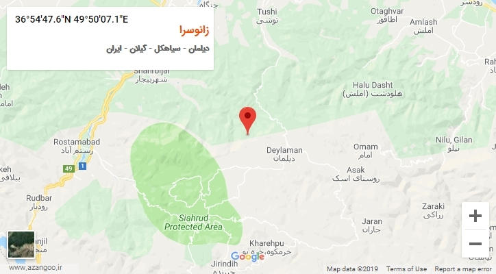 روستای زانوسرا بر روی نقشه