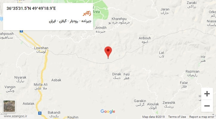روستای زکابر بر روی نقشه