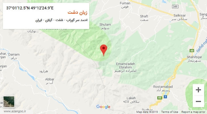 روستای زیان دشت بر روی نقشه