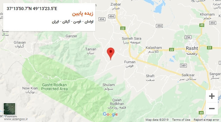 روستای زیده پایین بر روی نقشه