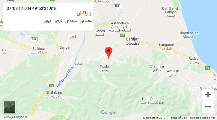 روستای زیزاکش بر روی نقشه