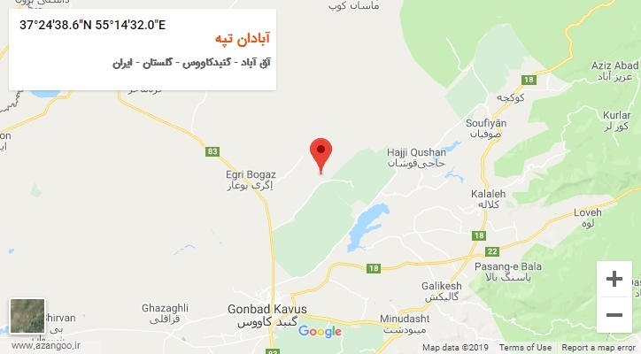 روستای آبادان تپه بر روی نقشه