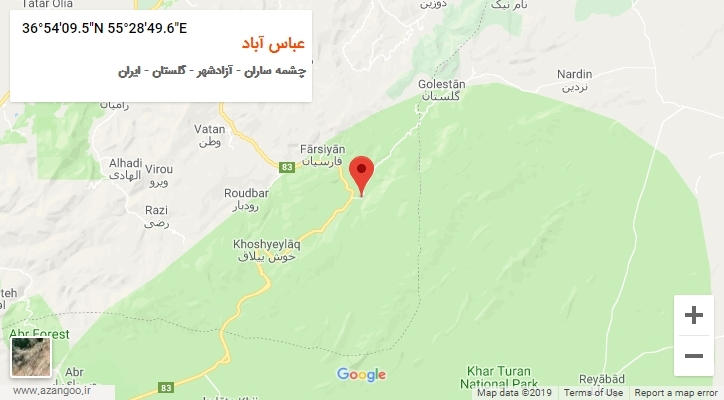 روستای عباس آباد بر روی نقشه