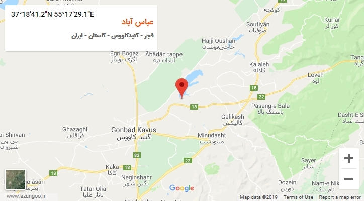 روستای عباس آباد بر روی نقشه